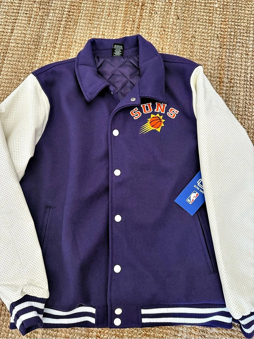 NBA Phoenix Suns Varsity Jacket Varsity Jacket Purple & White Size Large NWT